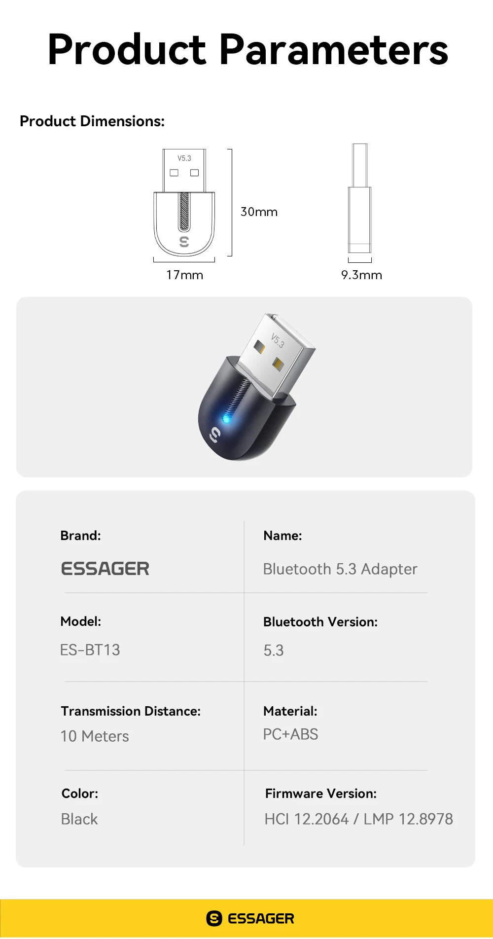 Adaptador Bluetooth 5.3 USB