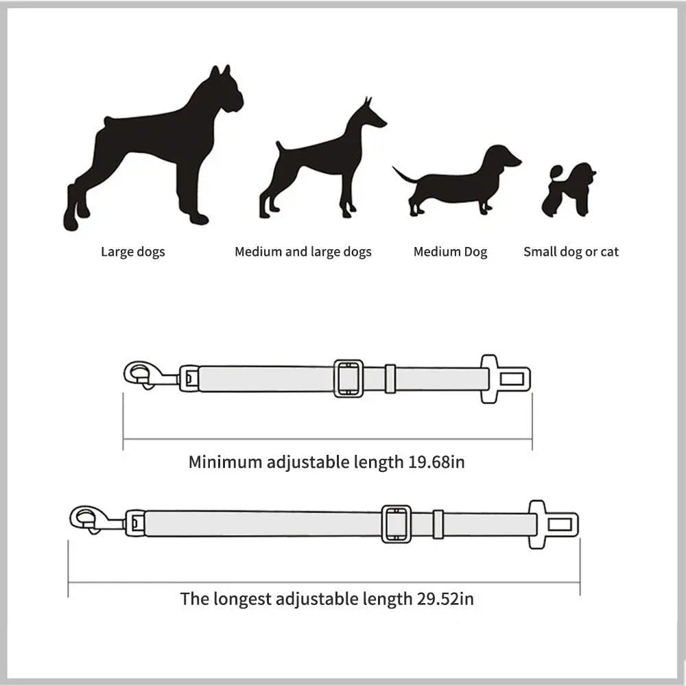 Cinturón de Seguridad Ajustable para Perros y Gatos en Auto