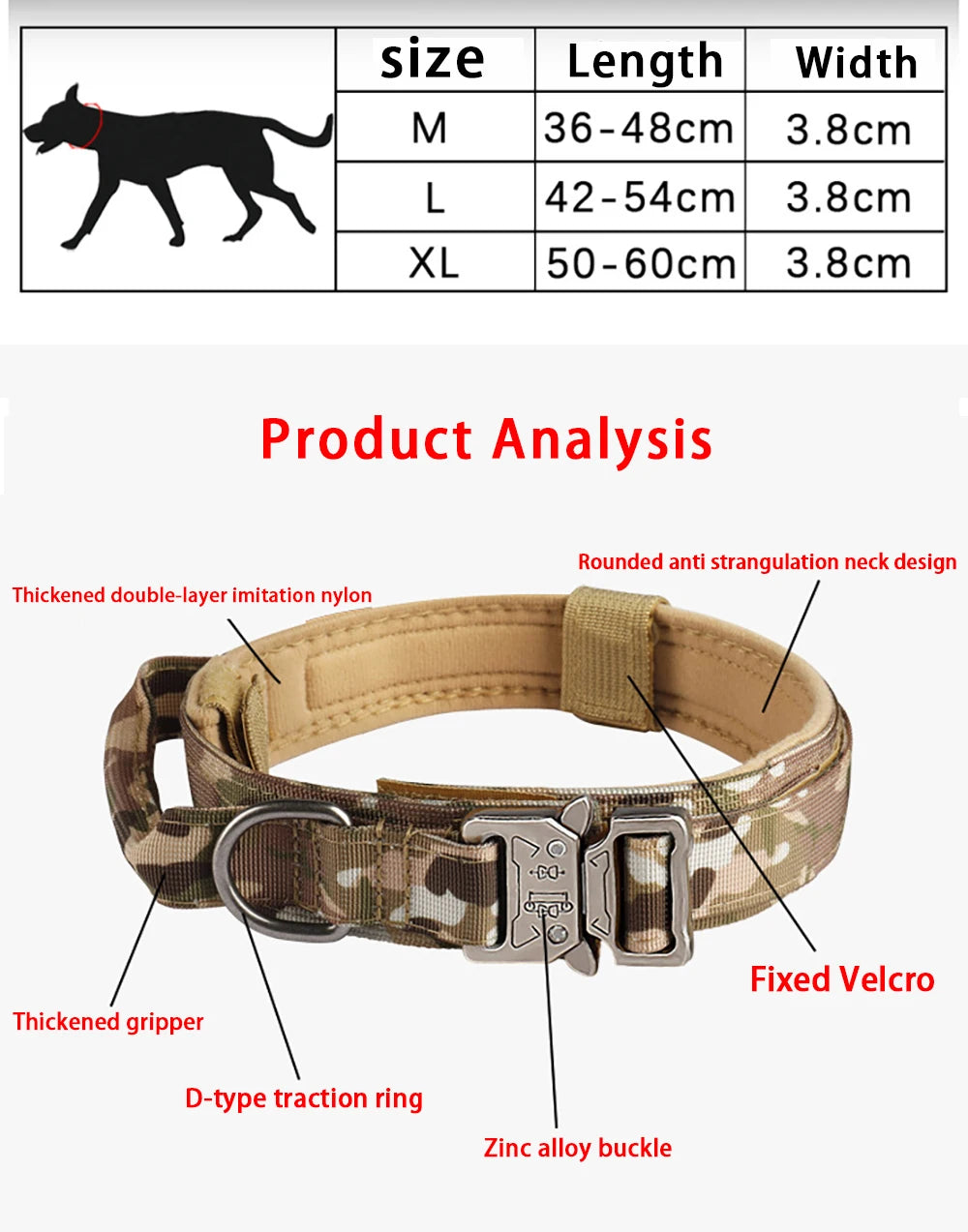 Collar Táctico para Perros con Hebilla de Metal