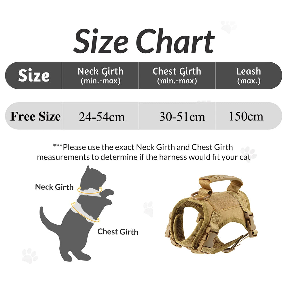 Arnés Táctico Ajustable para Cachorros y Gatos - Chaleco Militar
