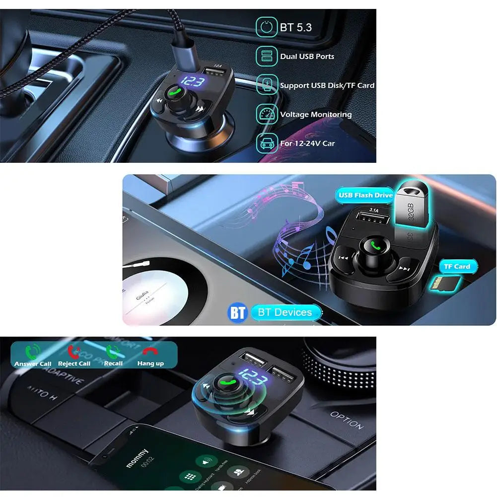 Transmisor FM Bluetooth con Cargador USB