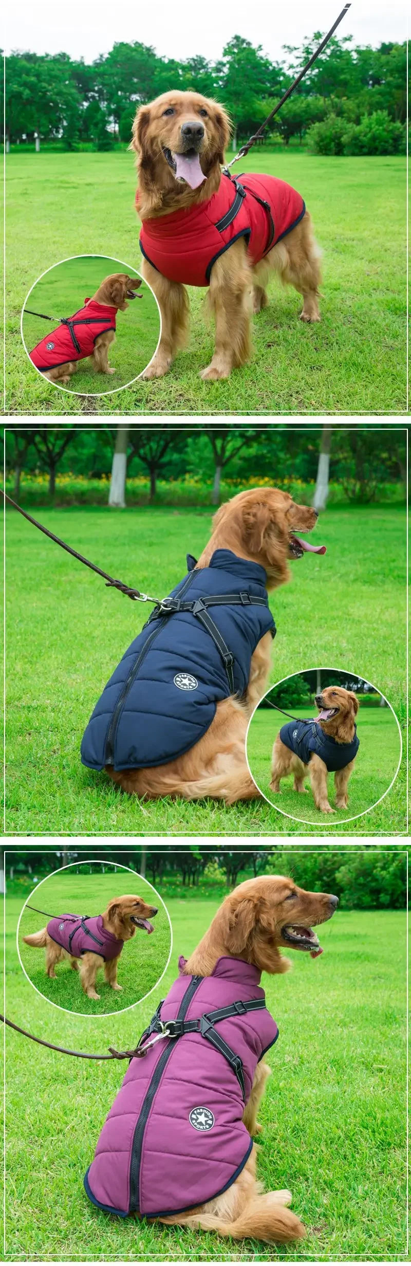 Abrigo Impermeable para Perros con Arnés