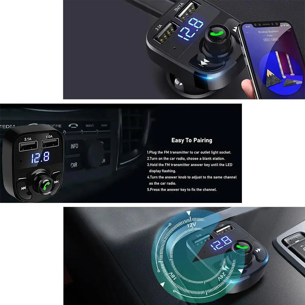Transmisor FM Bluetooth con Cargador USB