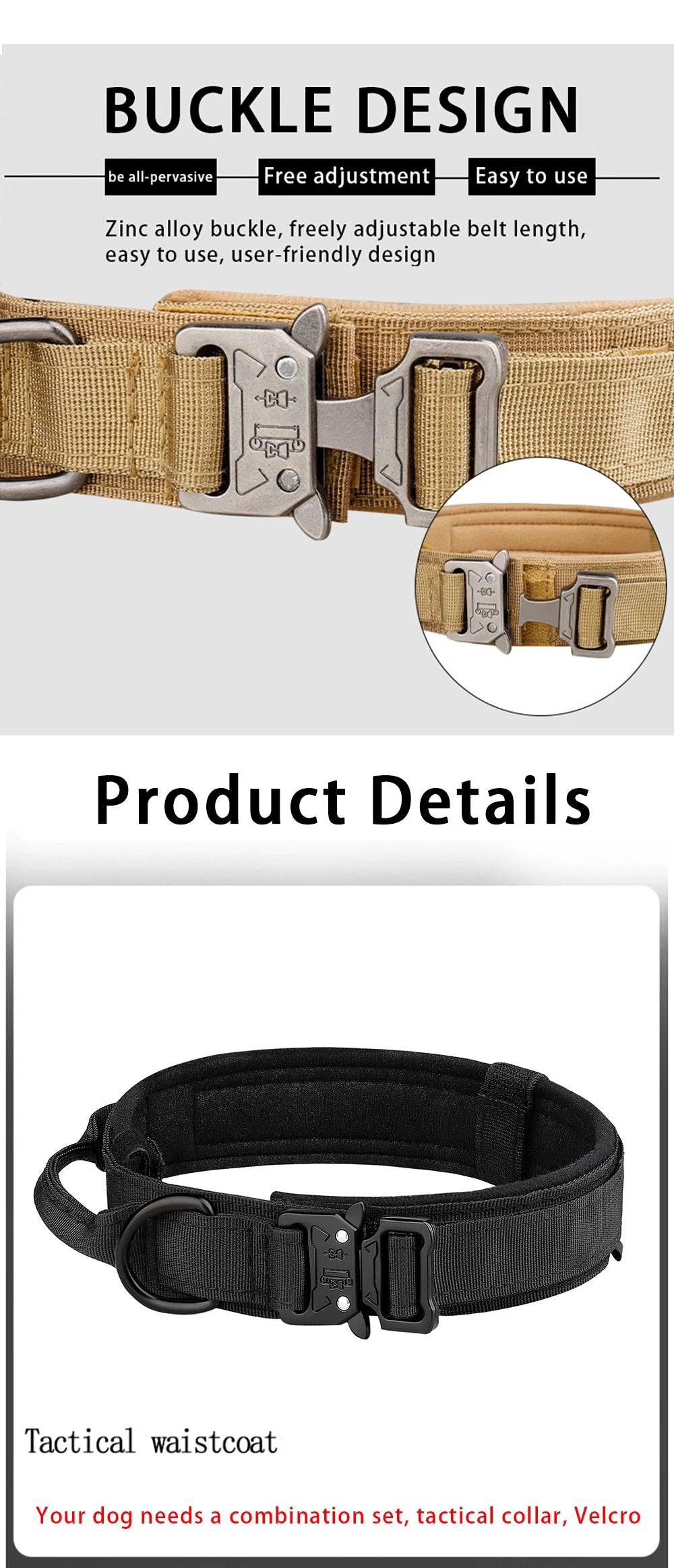 Collar Táctico para Perros con Hebilla de Metal